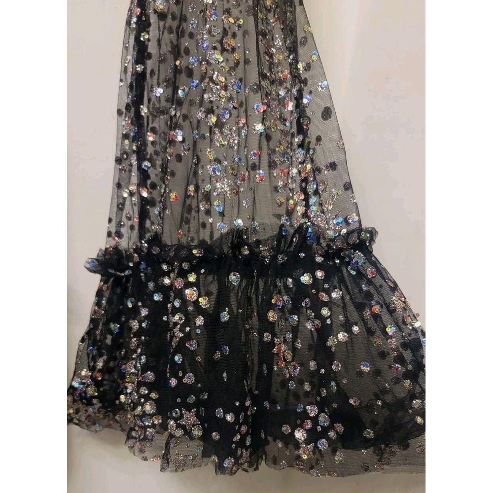 Black Mesh Sparkle Nights Sequin Pants Size 1X Plus Size Club Concert Disco Rave - Picture 8 of 9